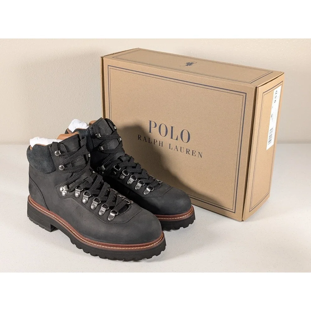 Polo Ralph Lauren Alpine Trail Boots Black Suede Mens 9.5D Hiking Outdoor